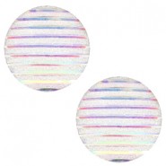 Basic cabochon 12mm stripe Silver crystal holographic